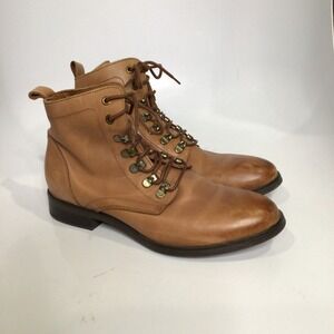 Seaside women's genuine leather boots lace up size 40 boho riding boots